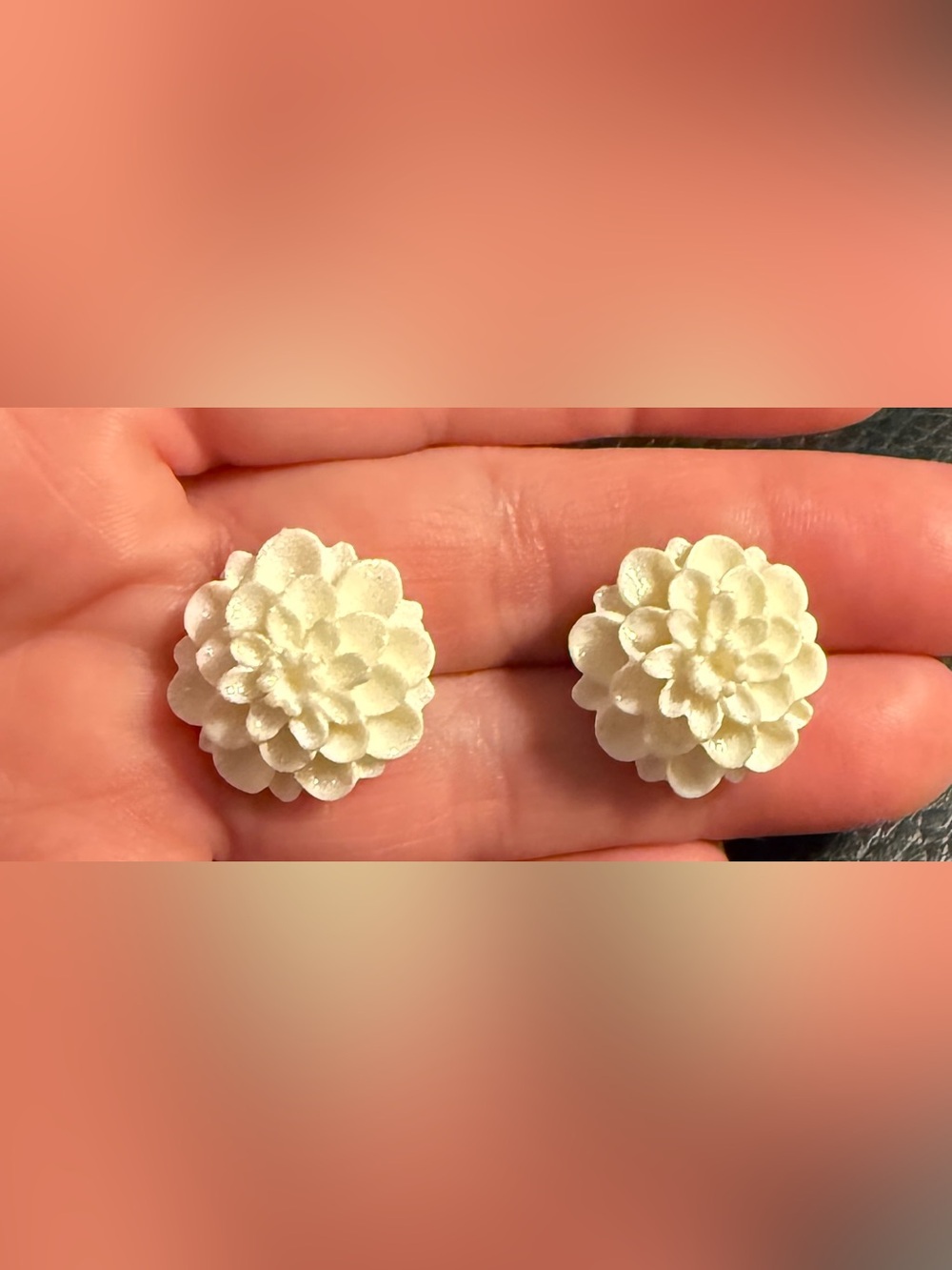 White Floral Resin Stud Earrings - Women Jewelry